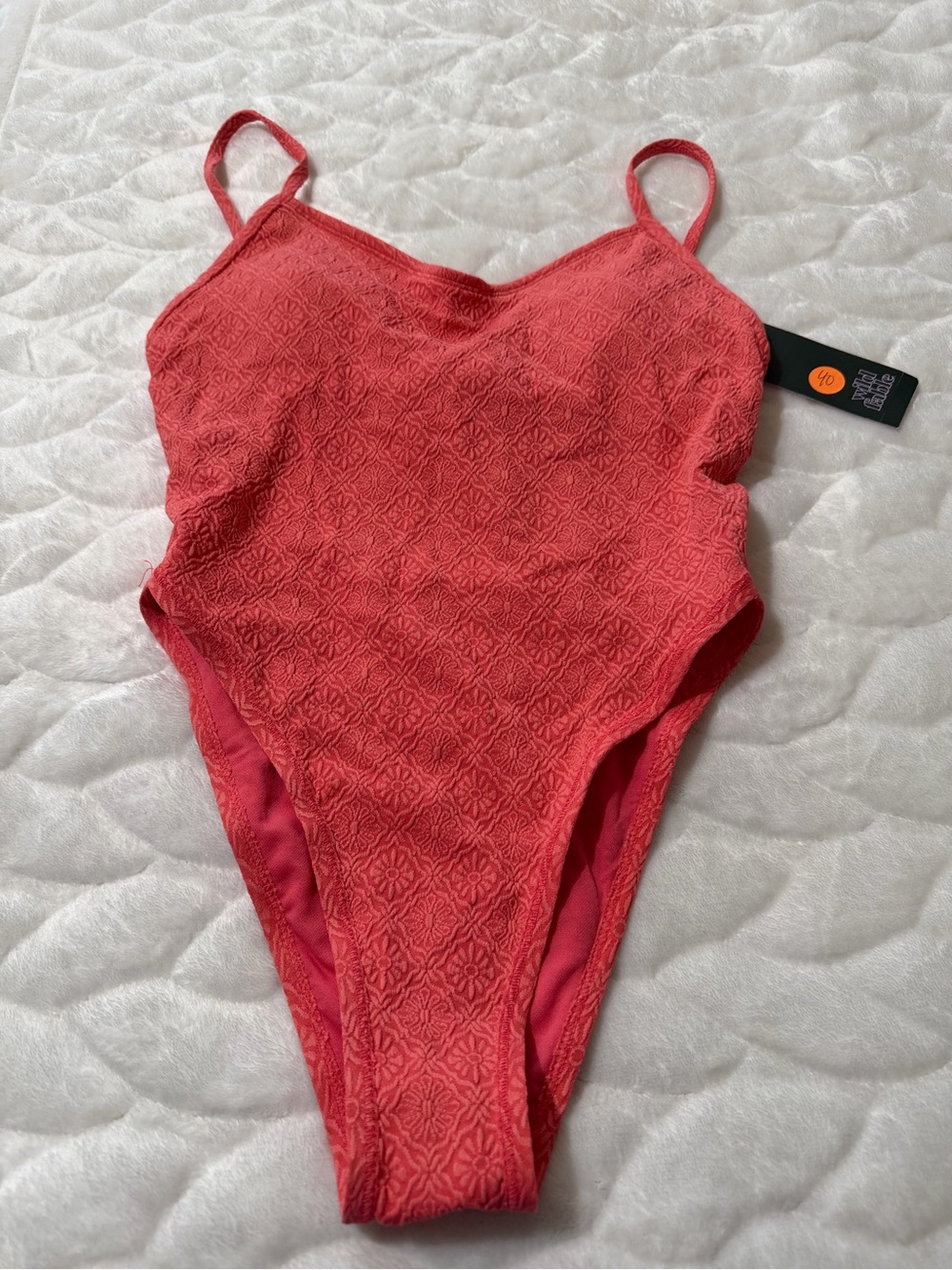 NEW! Wild Fable Textured Coral One-Piece Swimsuit size XS